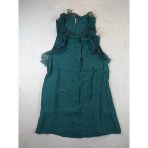 Free People Dress Women's 12 Ruffle Shift Chiffon Green low slung arm